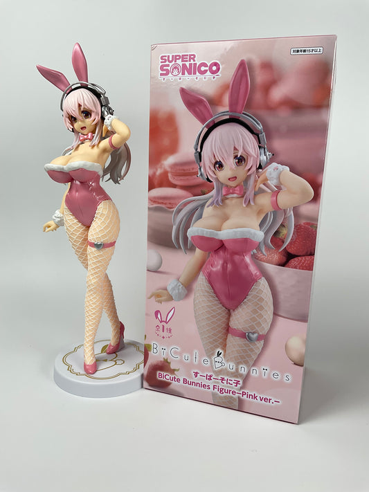 Super Sonico BiCute Bunnies Figure Pink Ver. Furyu Bunny with real stockings